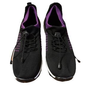 Black And Purple Slip On Shoes Comfort Wear Women Size 10.5 SEE DESCRIPTION